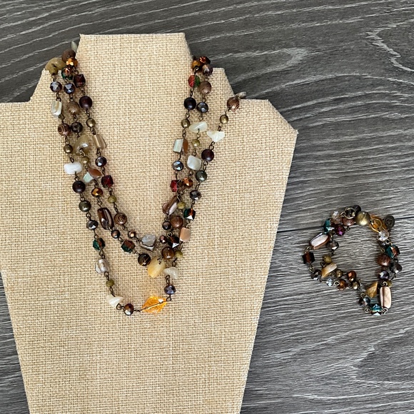 Bohemian “ Amber “ Magnetic Adjustable Beaded Necklace R1A - Picture 3 of 3